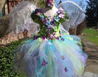 Purple passion embroidered flower girl dress 3D flower dress | Etsy