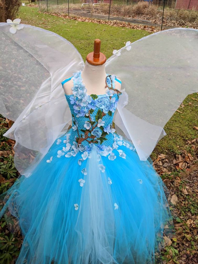 Water Fairy costume dress blue fairy dress with embroidered Etsy