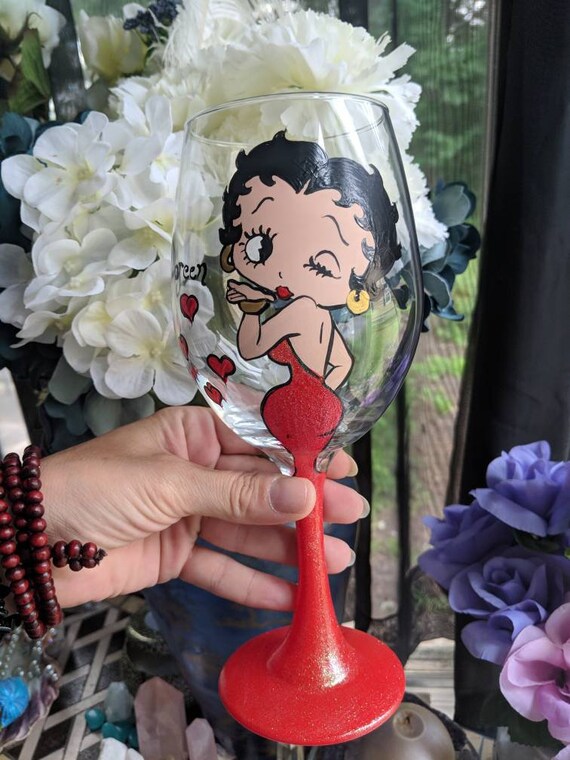 Betty Boop Wine Glass Glitter Gown Glassware Image 0
