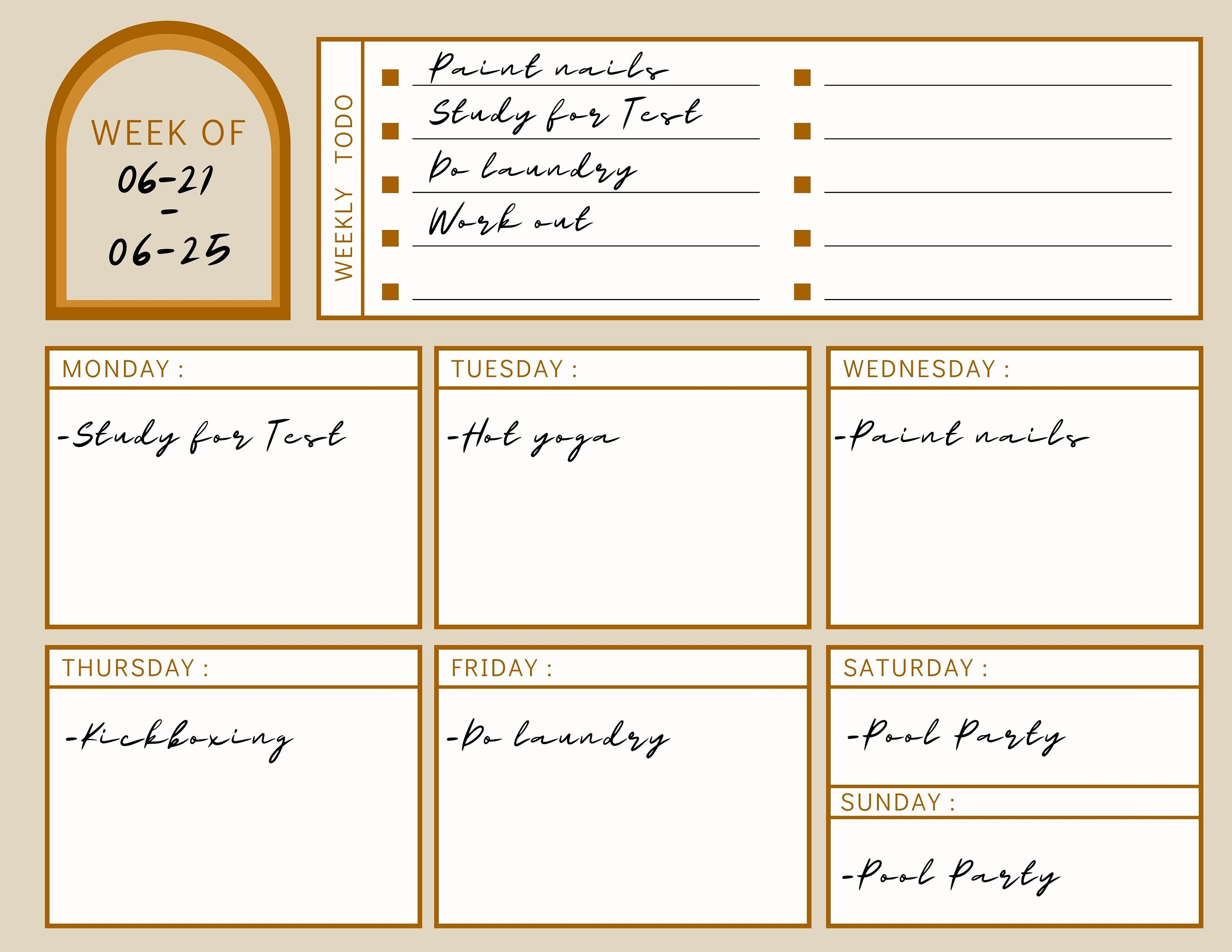 weekly todo list printable weekly todo list printable