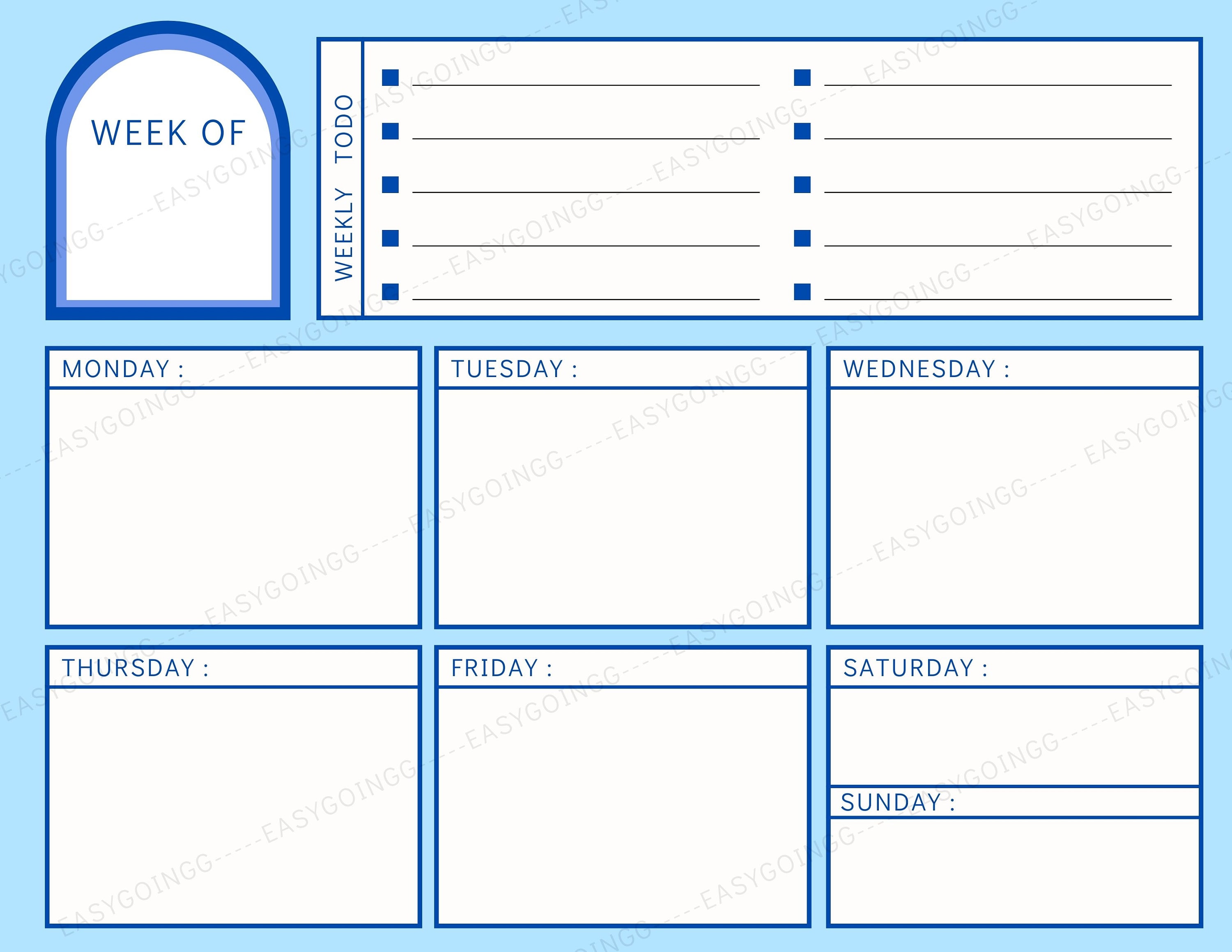 weekly todo list weekly todo list