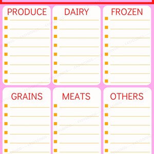 Printable Grocery Shopping List