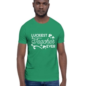 Luckiest Teacher Ever Softstyle Graphic tee, St. Patrick's Day Tshirt, Patty's Day, Teacher Tshirt, Green Tee Shirt, wholesome, cute teacher