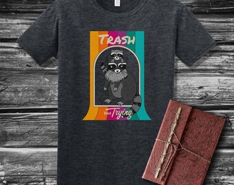 Trash But Trying Raccoons Softstyle Graphic Tee, Funny Tee, Gift for Him, Gift for Her, Honest Saying t-shirt, Meme Shirt, Trash Panda Tee