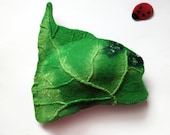 Sauna Hat Green Leaf and Ladybug
