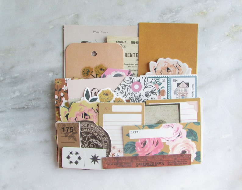 Maggie Holmes Marigold Crate Paper Fresh Bouquet and October Afternoon Vintage Warm Ephemera Pack Warm Toned Vintage Ephemera Pack