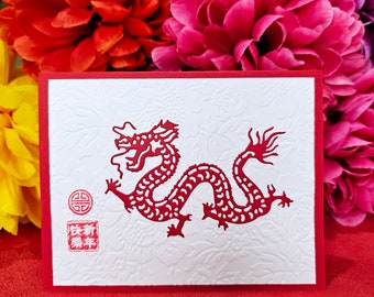 2024 Chinese New Year "Dragon" Card-2024 Lunar New Year-Year of the Dragon-Chinese New Year Blessing Card-Paper Cut Out