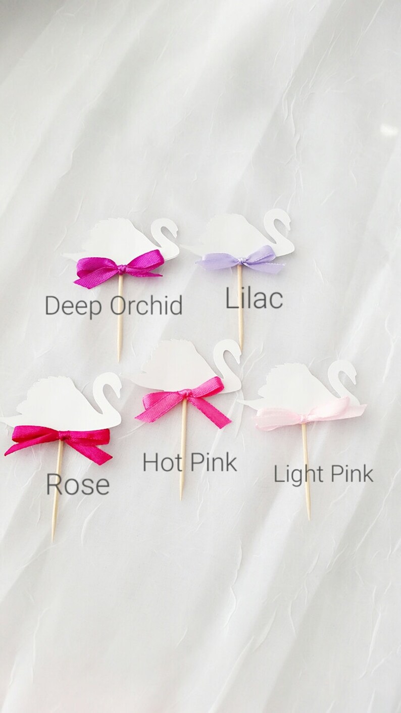 Set of 12 Swan Cupcake Topper-Food Pick-Party Pick