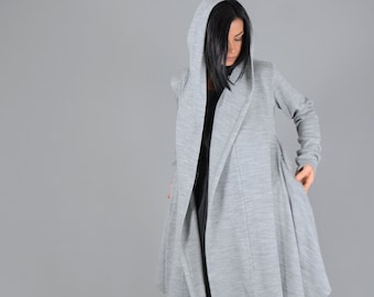 Long Hooded Cardigan: Women's Steampunk Cloak