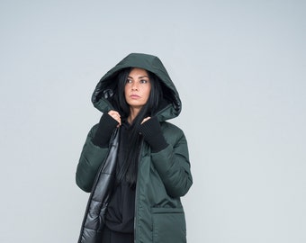 Oversize Green Long Puffer Jacket With Pockets Waterproof - Etsy Hong Kong