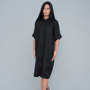 Plus Size Gothic Shirt Dress: Knee Length Buttoned Cotton Tunic