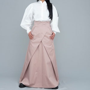 Maxi Edwardian Skirt with two Pockets, Fit and Flare  Asymmetrical Cottagecore Skirts