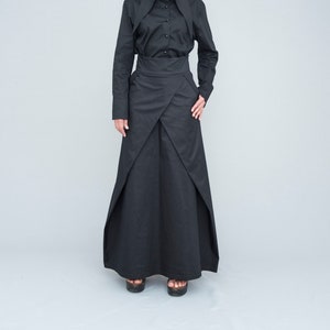 Black High Waisted Skirt Plus Size with Pockets, Maxi Straight Floor Length Alt Skirt