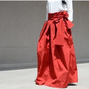 Red Ball Gown Skirt with big Bow, Plus Size Skirts with High Waist and Pockets