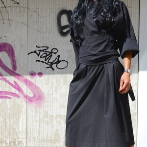 Plus size Black Kimono, Custom Maternity Raglan Sleeves Robe by Kotytostylelab Clothing