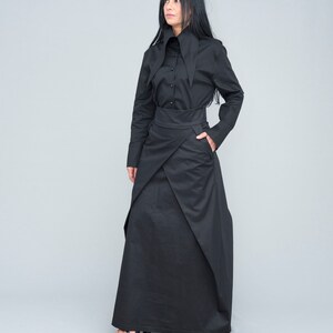 Maxi Straight Floor Length Alt Skirt, Beige High Waisted Skirt Plus Size with Pockets