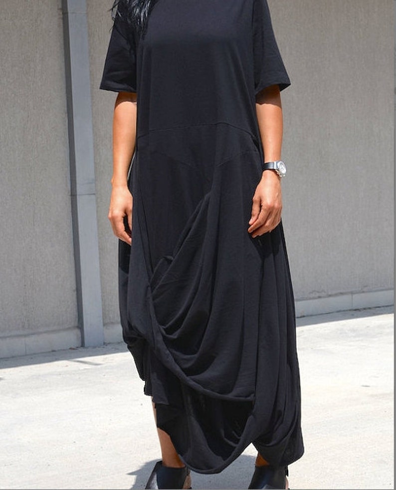Avant Gard Loose Fit Dress Bias Cut Black Dress Knee Length | Etsy