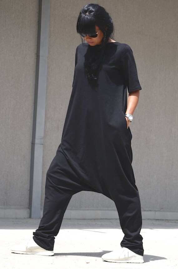 black comfy overalls
