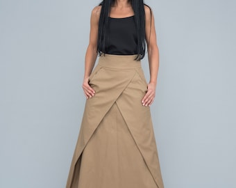 Handmade Maxi Skirt: High/Low Waistband, Formal Skirt