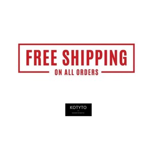 May include: Red rectangle with the text "FREE SHIPPING ON ALL ORDERS" in white letters.