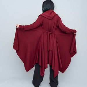 Cloak with Hood, Kimono Knit Cardigan, Wool Cape, Oversized Cardigan image 5