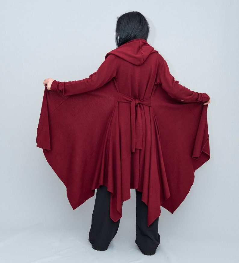 Cloak with Hood, Kimono Knit Cardigan, Wool Cape, Oversized Cardigan image 5