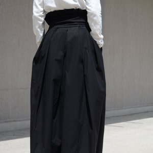 Lovely Black Long Maxi Skirt, High or Low Waist Skirt, Long Waistband ...