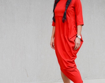 Kaftan Maxi Dress: Cotton Asymmetric Tunic, Plus Size