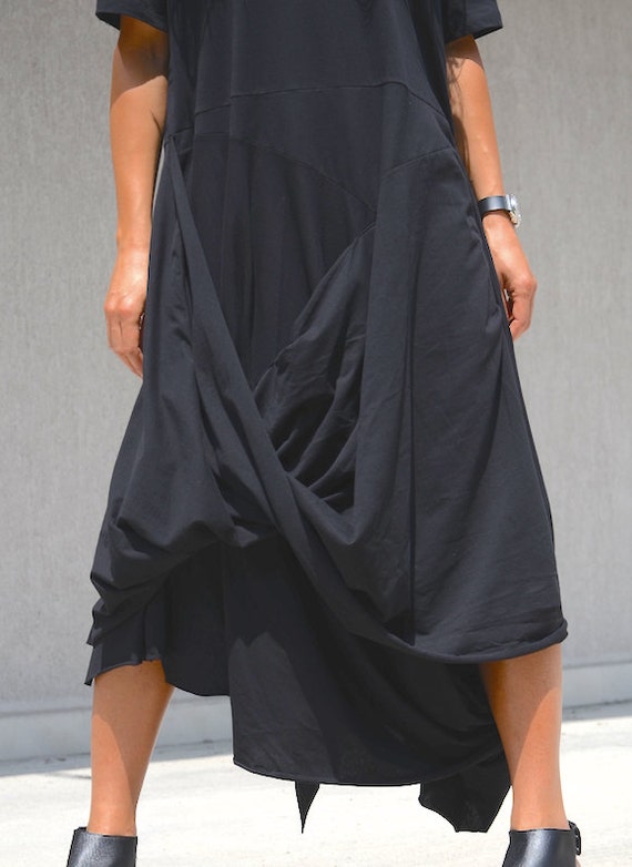Loose black dress black dress asymmetric dress Oversized