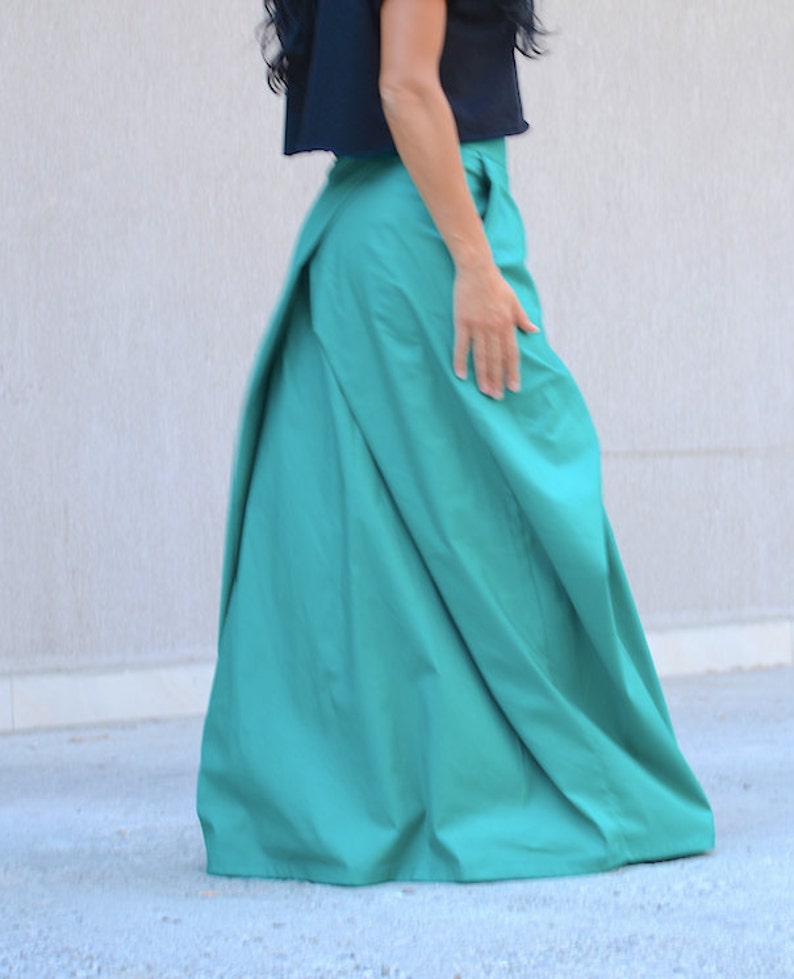 Modern Turquoise High Waisted Skirt Boho Maxi Skirts Long | Etsy