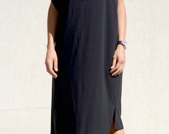Asymmetrical Dress with Short Sleeves, Black Short Off Shoulder Sexy Dress, Mid Knee Length Designer Formal Summer Top, High Fashion Style