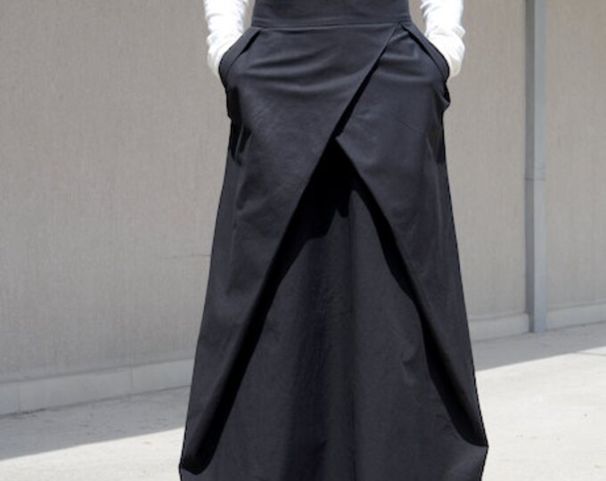 Featured listing image: Flowy Maxi Skirt with Pocket, Evening Bridesmaid Skirt, High Waisted Skirt, High Fashion Skirt, Floor Length Skirt Cotton Skirt Large Skirt