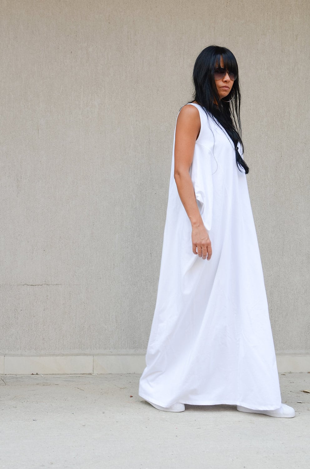 White Maxi Sleeveless Maternity Dress Simple Wedding Dress | Etsy