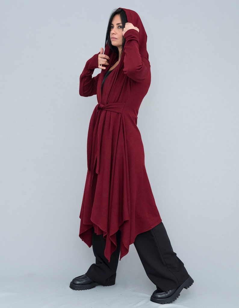 Cloak with Hood, Kimono Knit Cardigan, Wool Cape, Oversized Cardigan image 3