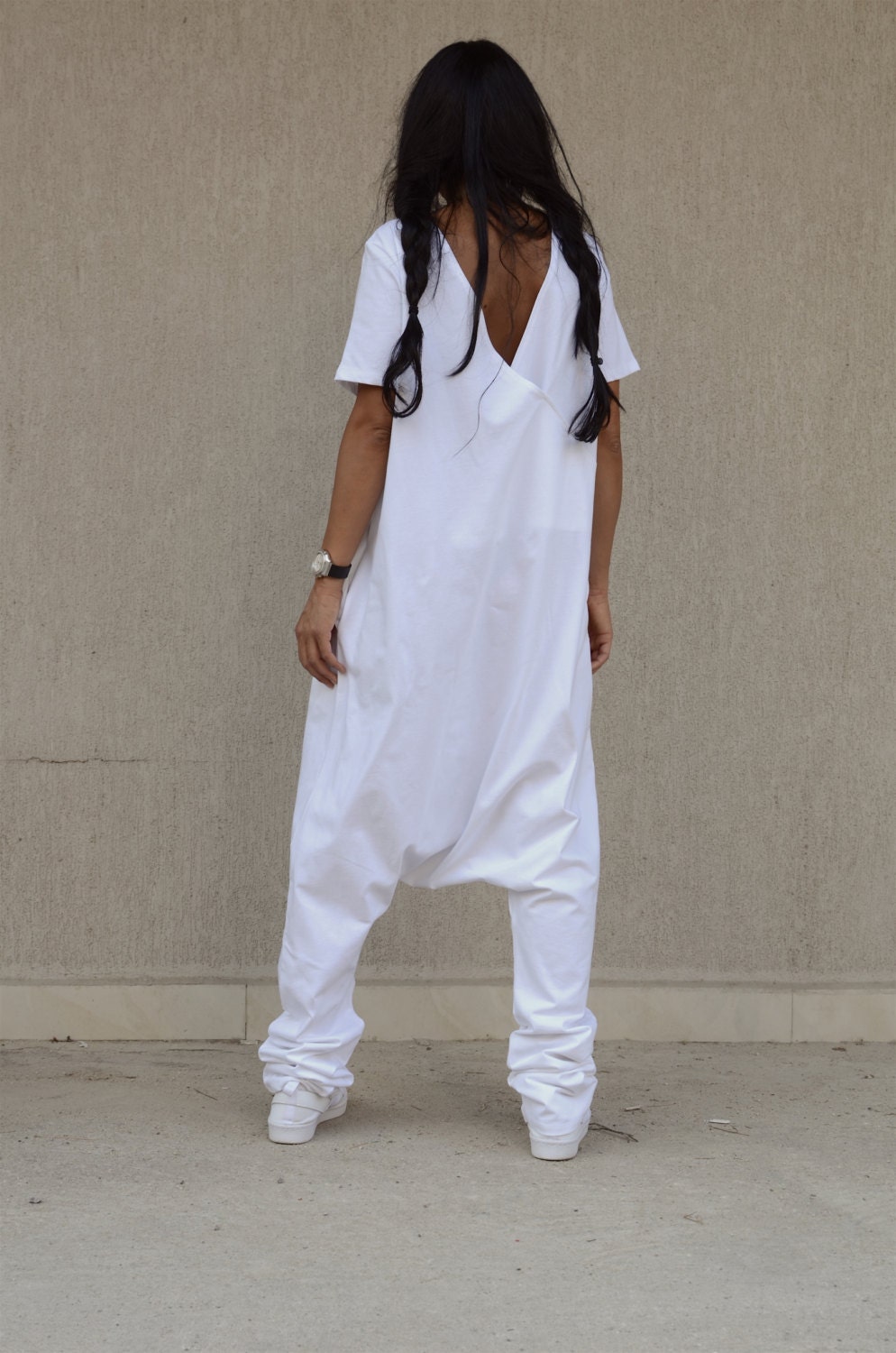loose white jumpsuit