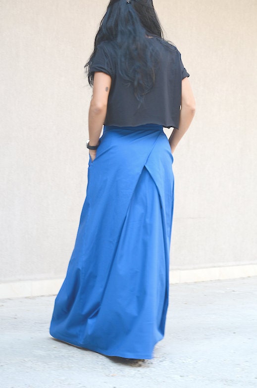 Long Blueberry Skirt With Pockets High Waisted Maxi Skirt - Etsy