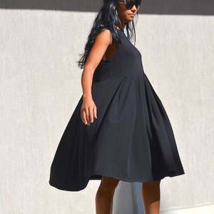Pleated Maternity Mid Knee Dress, Sleeveless Loose Fitting Dress by Kotytostylelab Clothing