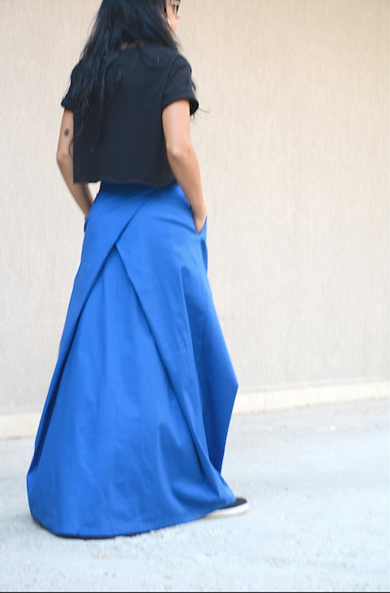 Long Blueberry Skirt With Pockets High Waisted Maxi Skirt - Etsy