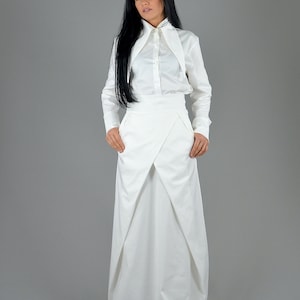 High Waist Plated Long Skirt: Formal Asymmetric Skirt