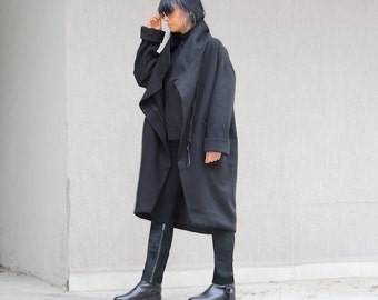 black midi coat womens