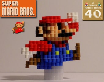 SUPER MARIO BROS. - 3D Jumping Mario W/pipe Base Stand (pixel Bead