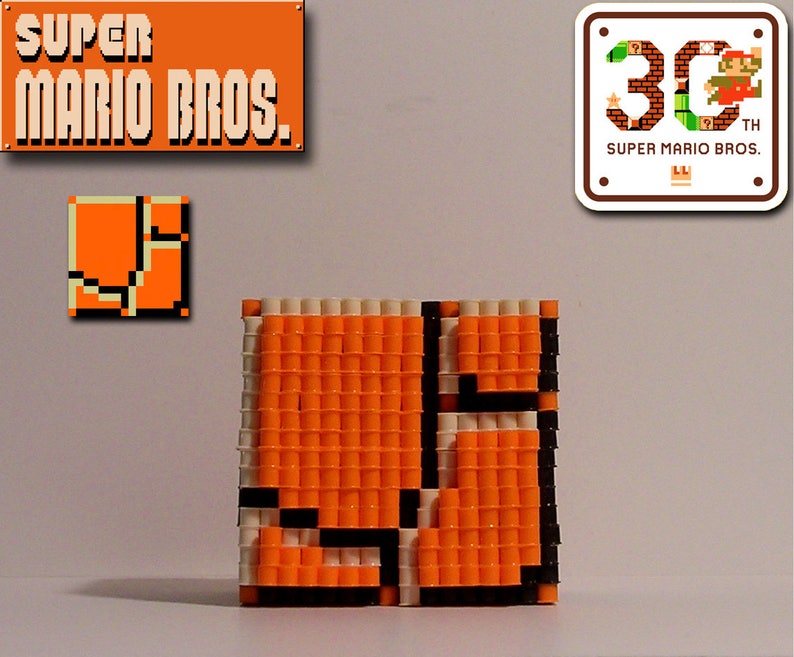 SUPER MARIO BROS. 3D Ground Block pixel Bead Figure Etsy