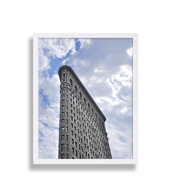 New York Art Print Flatiron Building Print Architectural Photography Clouds NYC Print Modern Wall Art Home Decor Manhattan Art Gift for Her