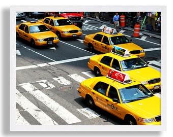 Impresión de taxi de la ciudad de Nueva York, foto de taxi, fotografía de Nueva York, impresión a color, diseño de interiores, puesta en escena de viviendas, decoración moderna, impresión artística de Manhattan, estilo hipster.