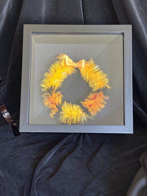 Leihulu poepoe first（yellow） Hawaiian Feather Lei, FRAMED, Lei Hulu Poepoe - Etsy