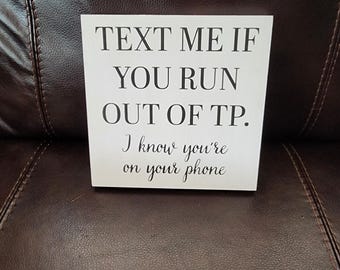 Bathroom Painted Wood Signs 8in x 8in