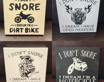Handmade Wood Sign 8x8in, Motorcycle Dream, Dirt Bike, Open Headers