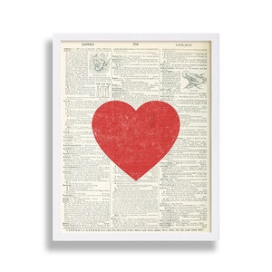 Dictionary Page Art Heart Wall Art Love Print Dictionary Art Print College Poster Black and White Wall Decor Industrial Art Hipster Decor image 1