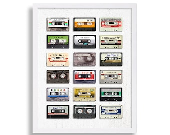 Music Art Print Modern Art Eclectic Print Old Mix Tape Cassette Tape Poster Retro Print Hipster Home Decor Gift for Music Lover