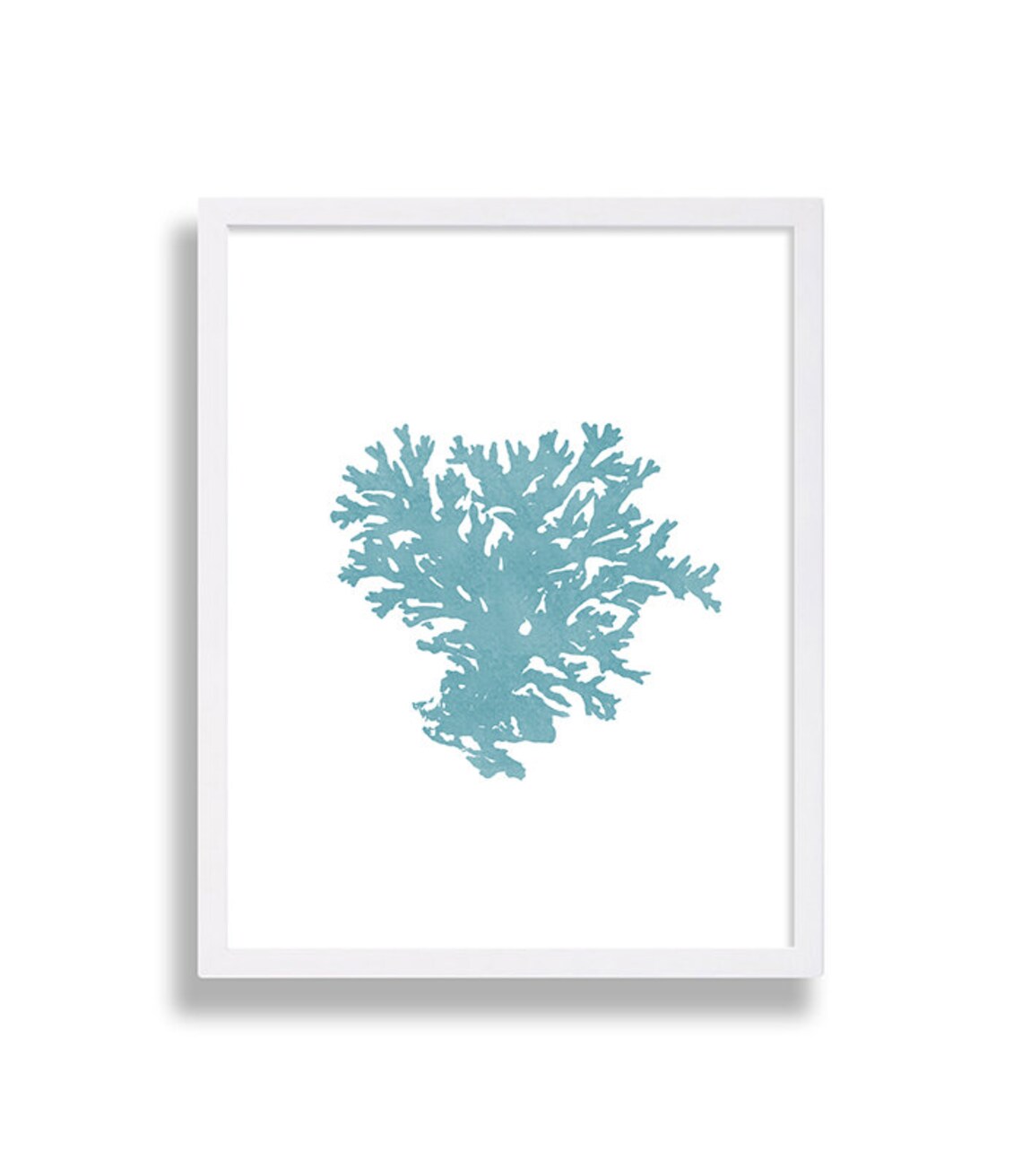 Four Coral Prints Blue Wall Art Living Room Decor Beach Etsy